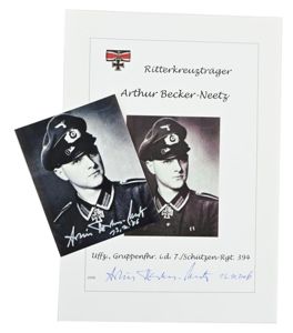 Signature of Wehrmacht Heer KC Recipient 'Arthur Becker Neetz'