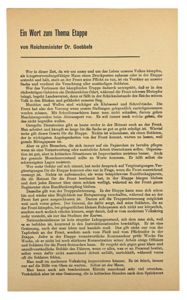 German Third Reich Thema Flyer 'Goebbels'