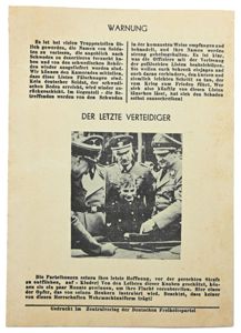 Allied WW2 Droppingsflyer 'Warnung'