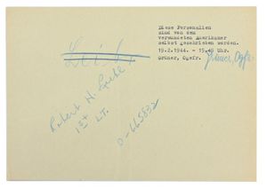 German Prisoner of War Document Paper