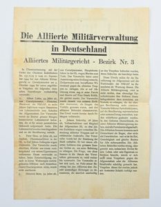 Allied WW2 Droppingsflyer 'Alliertes Militairgericht'