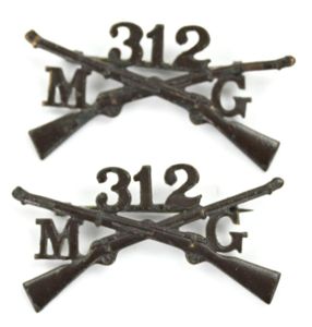 US WW1 312th MG Battalion officer collar rifles