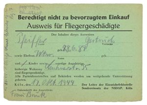 German Third Reich I.D. Card 'Fliegergeschädigte'