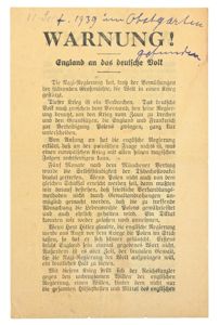 Allied WW2 Droppingsflyer 'Warnung'