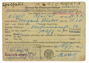 German Third Reich I.D. Card 'Fliegergeschädigte'