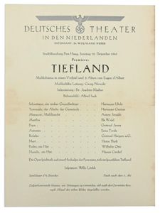 German Third Reich Era Theather Program 'Niederlanden'