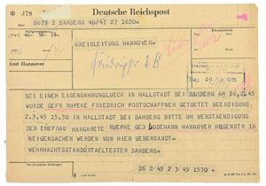German Reichspost Telegram Kreisleitung Hannover