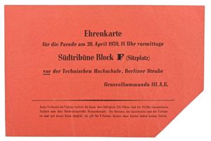 German Third Reich Parade Entrance Ticket Berlin