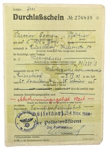 German Third Reich Travel Card 1944