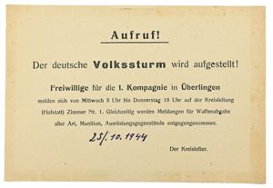 German Third Reich Flyer 'Volksturm'