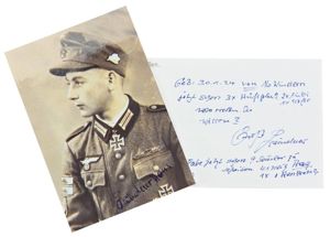 Signature of Wehrmacht Heer KC Recipient 'Hans Baindner'