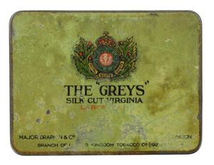 British WW2 Period 'The Greys' Virginia Cigarettes Tin box