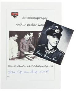 Signature of Wehrmacht Heer KC Recipient 'Arthur Becker Neetz'