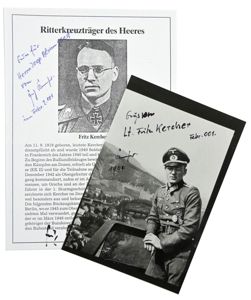 Signature of Wehrmacht Heer KC Recipient 'Fritz Kercher'