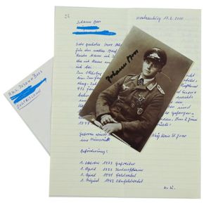 Signature of Luftwaffe KC Recipient 'Johann Boos'