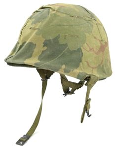 US Vietnam Paratrooper helmet with camouflage cover and liner