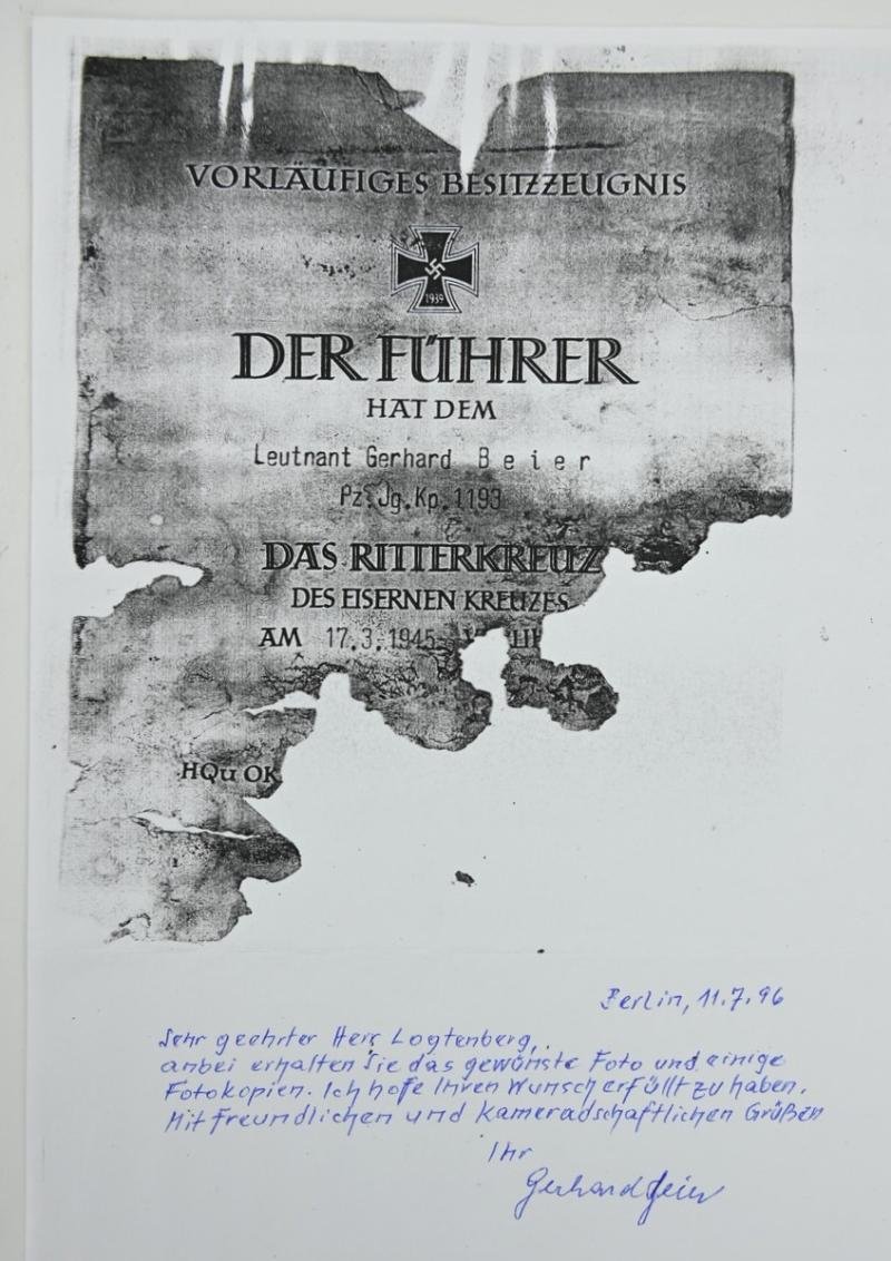 Signature of Wehrmacht Heer KC Recipient 'Gerhard Beier' — image 6