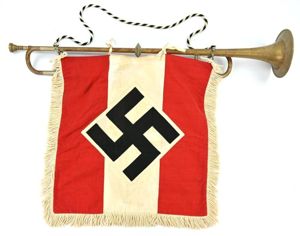 German Hitler Youth Trumpet & Flag