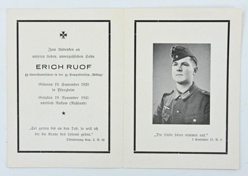 German WH/SS Death Remembrance Card 'Two Brothers' — image 2
