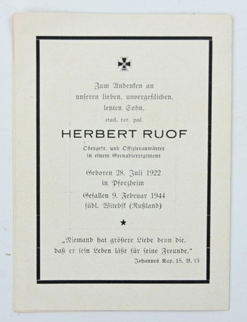 German WH/SS Death Remembrance Card 'Two Brothers' — image 3