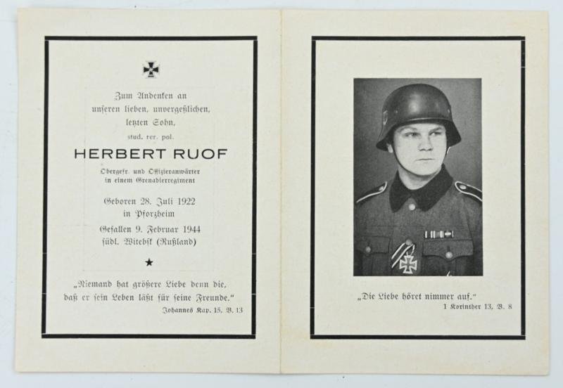 German WH/SS Death Remembrance Card 'Two Brothers' — image 4