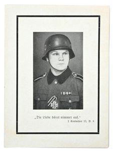 German WH/SS Death Remembrance Card 'Two Brothers'