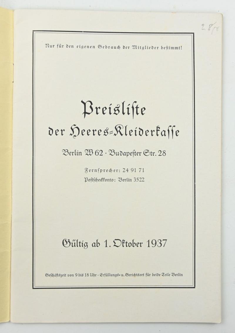 German WH Clothing Booklet 1937 — image 3