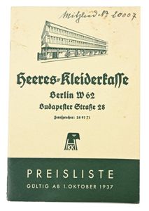 German WH Clothing Booklet 1937