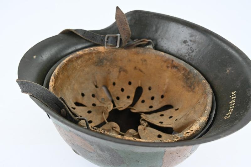 German KM M42 Coastal Artillery Camo Combat Helmet — image 14