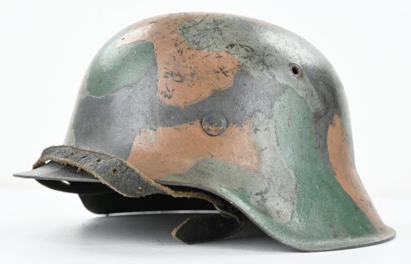 German KM M42 Coastal Artillery Camo Combat Helmet — image 3