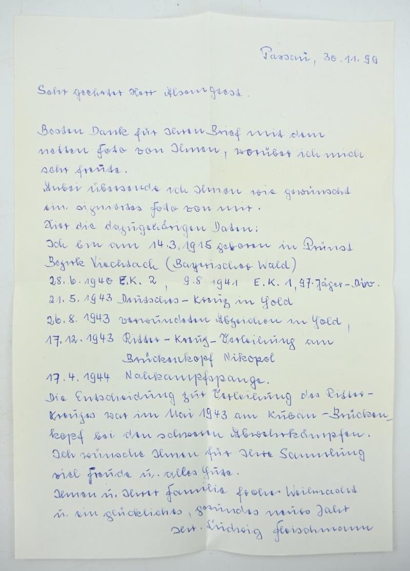 Signature of Wehrmacht Heer KC Recipient 'Ludwig Fleischmann' — image 4