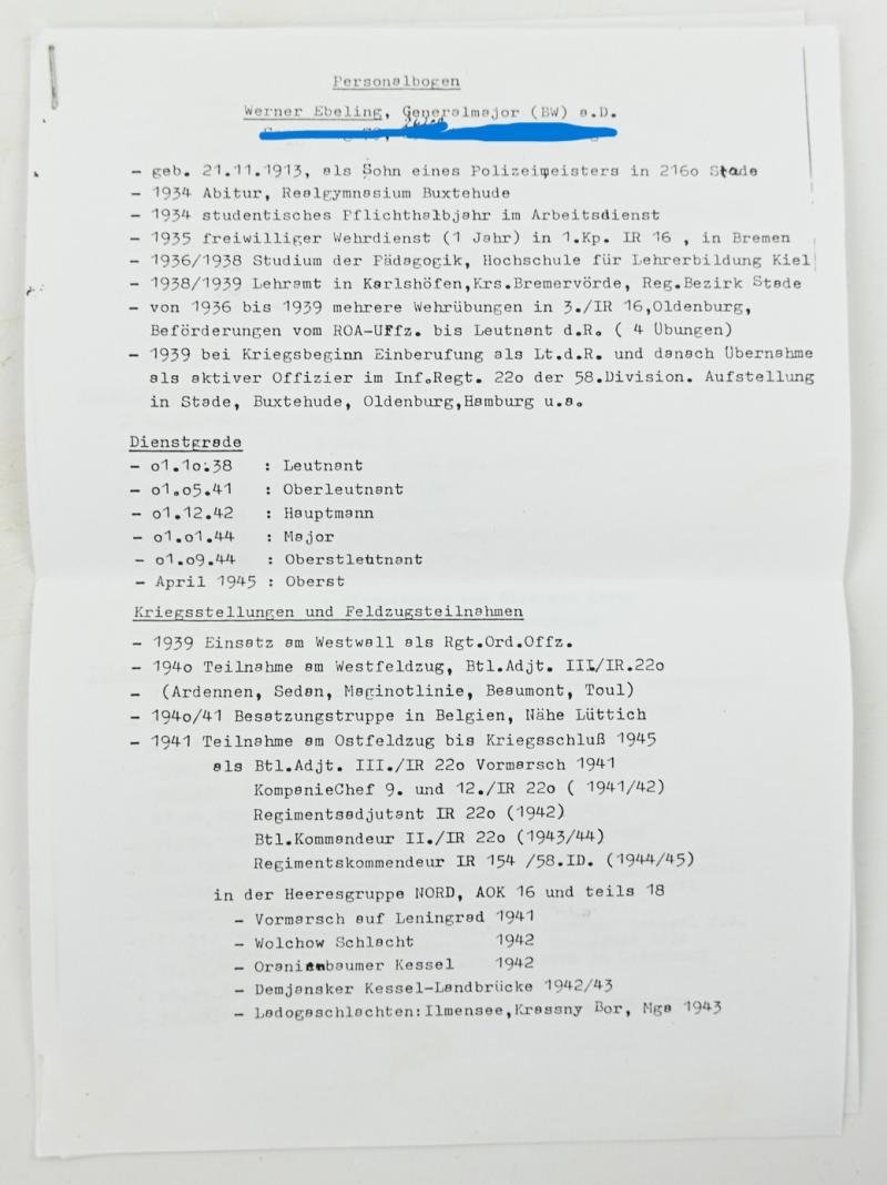 German WH Picture Knight's Cross Recipient 'Werner Ebeling' — image 3