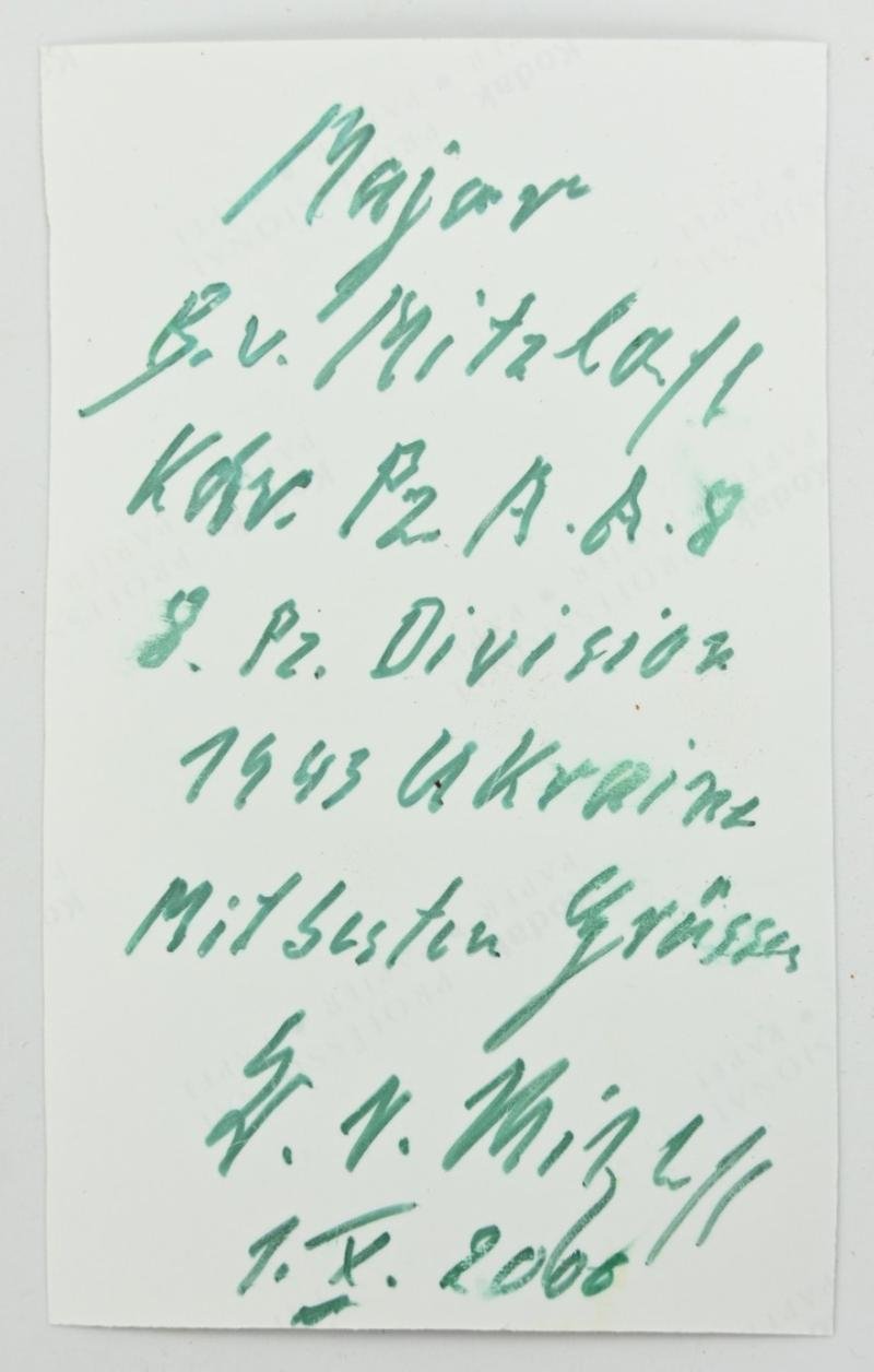 Signature of Wehrmacht Heer KC Recipient 'Berndt von Mitzlaff' — image 3