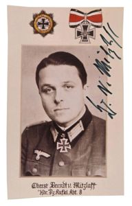 Signature of Wehrmacht Heer KC Recipient 'Berndt von Mitzlaff'