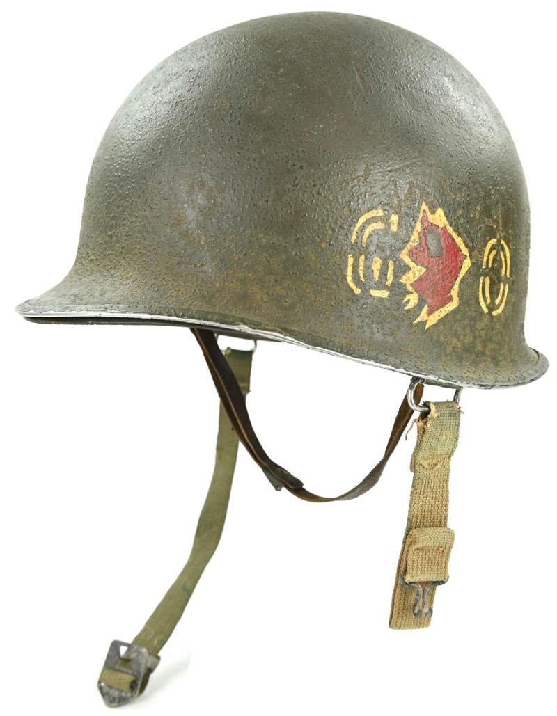 US WW2 Named M1 Swivel Bale Go Devils 60th Infantry Regiment Helmet — image 3