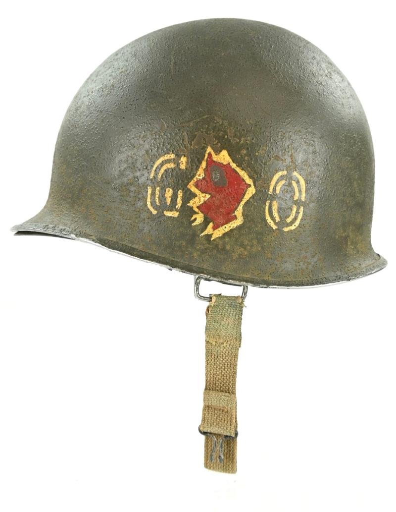 US WW2 Named M1 Swivel Bale Go Devils 60th Infantry Regiment Helmet — image 4