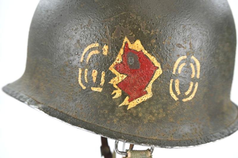 US WW2 Named M1 Swivel Bale Go Devils 60th Infantry Regiment Helmet — image 5