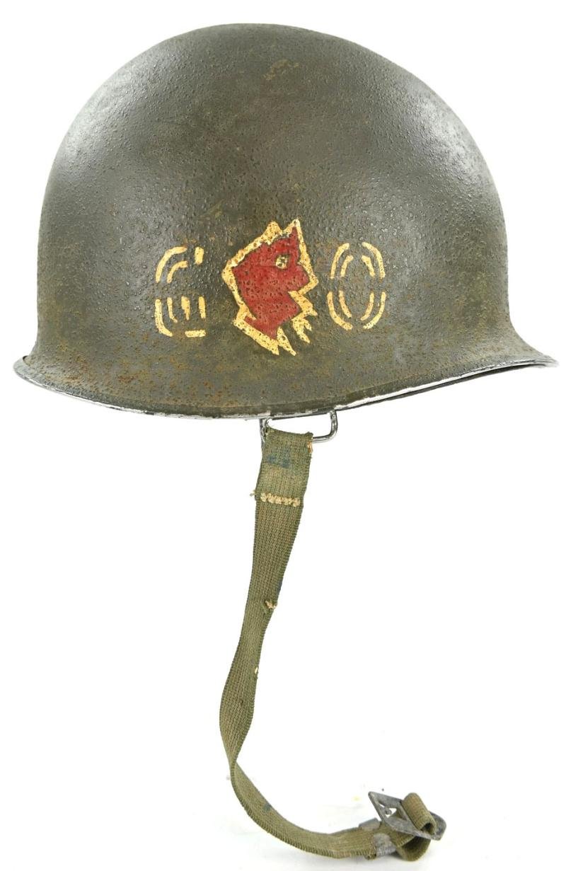 US WW2 Named M1 Swivel Bale Go Devils 60th Infantry Regiment Helmet — image 7