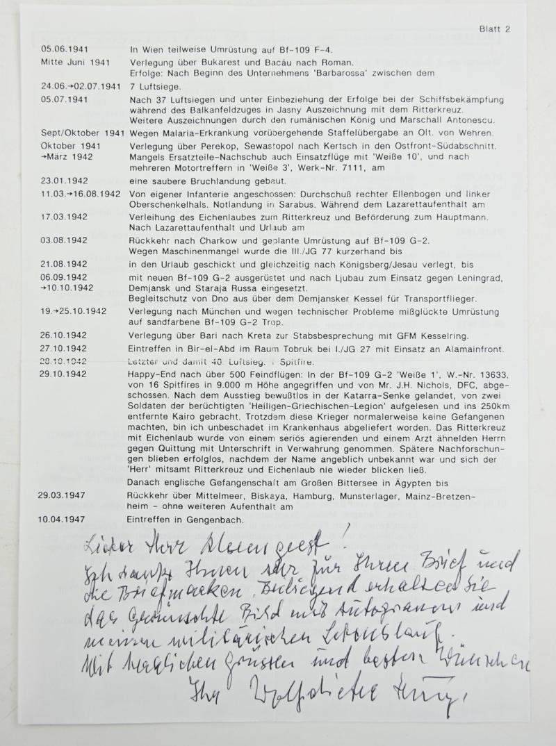 Signature of Luftwaffe KC-OLC Recipient 'Wolfdieter Huy' — image 5