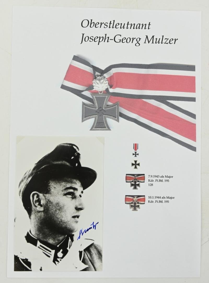 Signature of Wehrmacht Heer KC&OLC Recipient 'Josef-Georg Mulzer ' — image 2