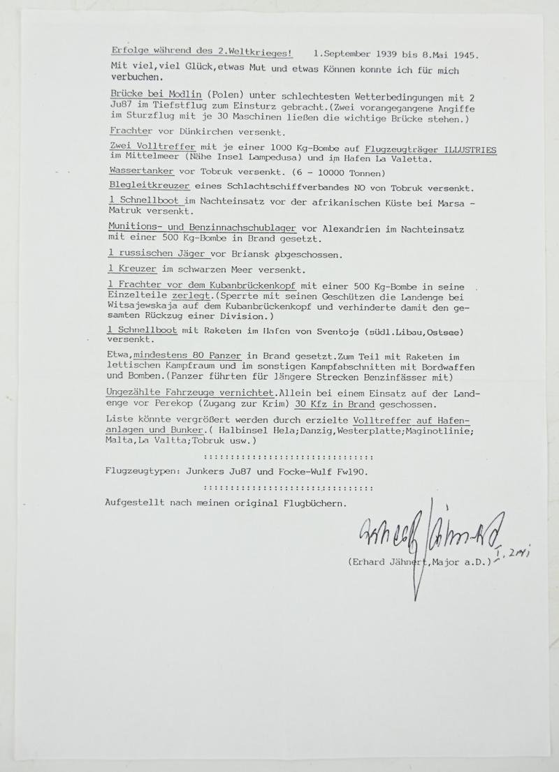 Signature of Luftwaffe KC-OLC&S Recipient 'Erhard Jähnert' — image 4