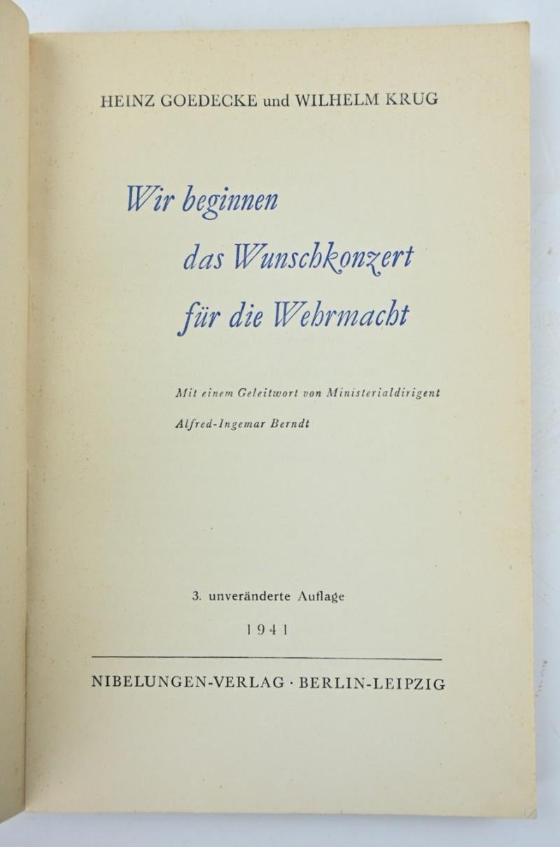 German Book 'Wir beginnen das Wunschkonzert für die Wehrmacht'' — image 3