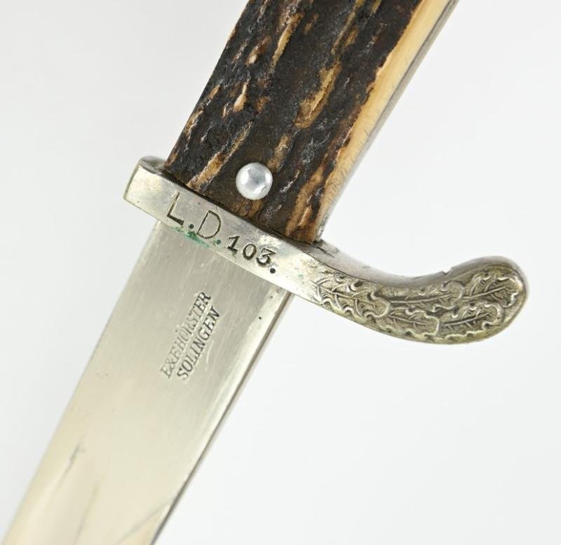 German Rural Police (Gendarmerie) Stag Handled Dress Bayonet with Frog — image 10