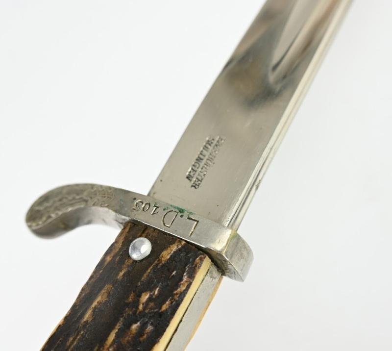 German Rural Police (Gendarmerie) Stag Handled Dress Bayonet with Frog — image 11