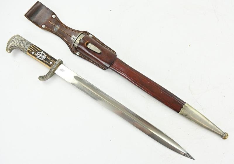 German Rural Police (Gendarmerie) Stag Handled Dress Bayonet with Frog — image 7