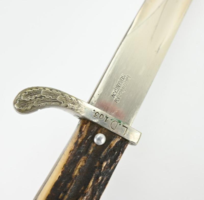 German Rural Police (Gendarmerie) Stag Handled Dress Bayonet with Frog — image 9
