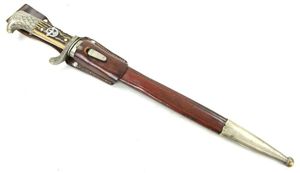 German Rural Police (Gendarmerie) Stag Handled Dress Bayonet with Frog