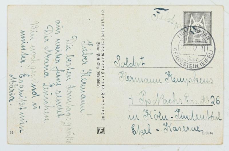 German WH Postcard 'Du Mädel, warst so lieb zu mir' — image 2