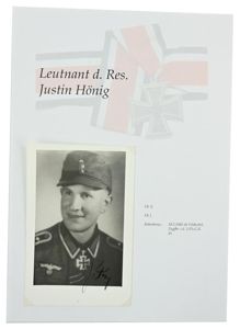 Signature of Wehrmacht Heer KC Recipient 'Justin Hönig'