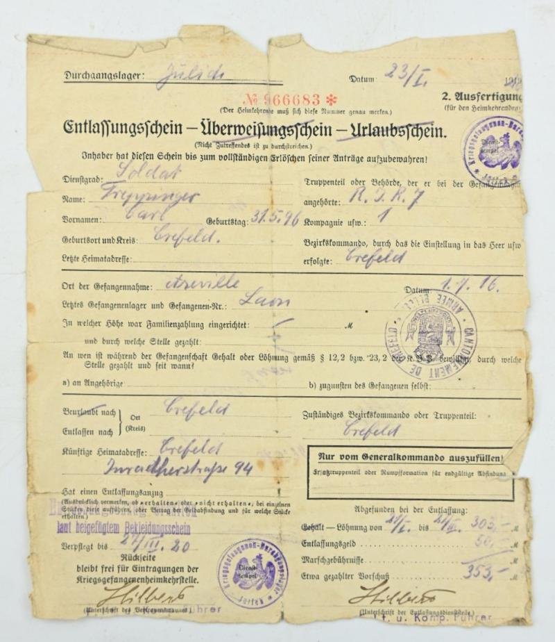 German WH Wehrpass WW1 Veteran — image 3